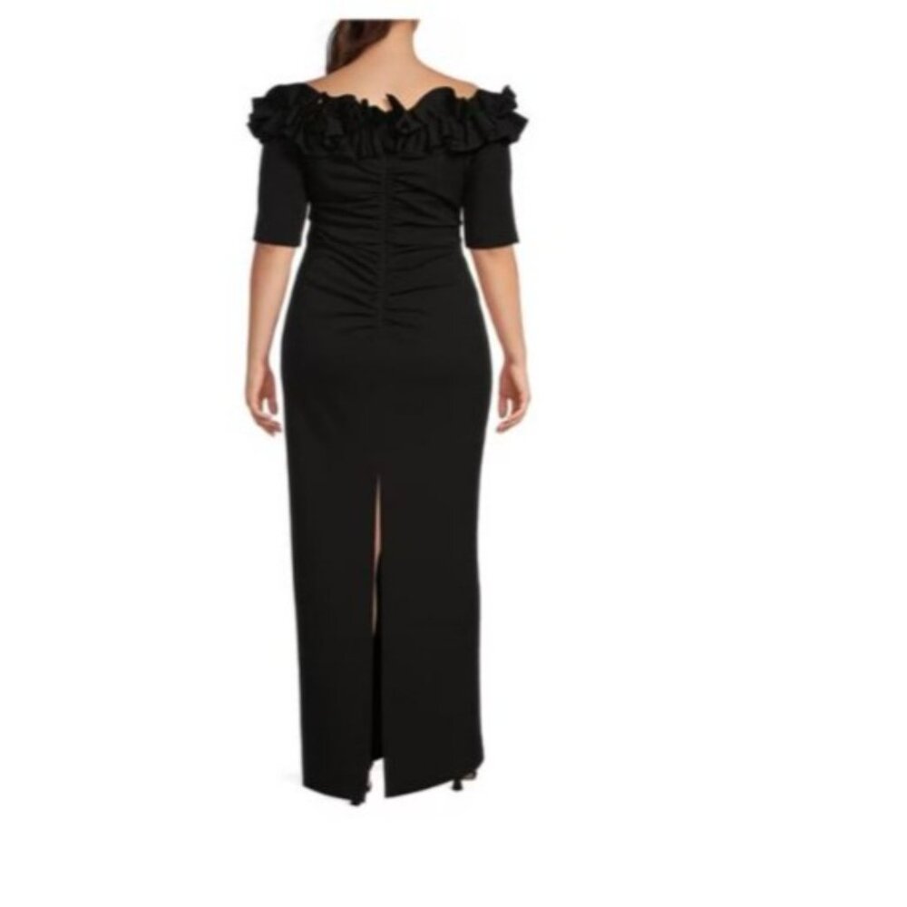 Xscape Womens grown dress size 22W plus Black Ruffle Evening formal USA new $258 - Picture 9 of 11